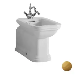 Kerasan Waldorf Биде напольное 65x37 см, с 1 отвер. под смес., перел. и наклад., цвет: Bianco/Bronzo 4120K3bi/br*1