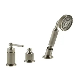 Gessi Venti20 Смеситель на борт ванны на 3 отверстия, с ручным душем, цвет: finox brushed nickel 65043#149