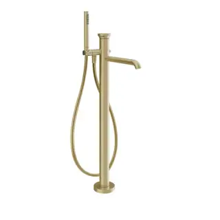 Gessi Origini Смеситель для ванны напольный с душевым набором, цвет: brushed brass PVD 66028#727