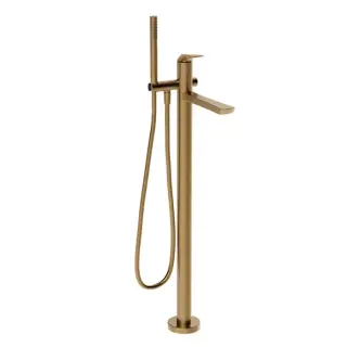Gessi Ventaglio Смеситель для ванны напольный с душевым набором, цвет: warm bronze brushed PVD 72028#726