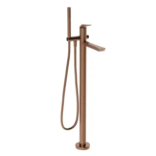 Gessi Ventaglio Смеситель для ванны напольный с душевым набором, цвет: copper brushed PVD 72028#708