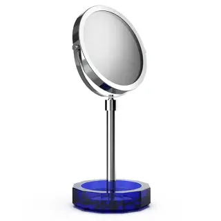 Decor Walther Kristall KSA Косметическое зеркало, 5x увеличение d15 см, цвет: синий/хром 0941795