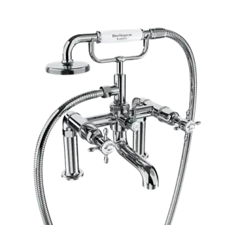 Burlington Guild Смеситель для ванны с ручным душем и держателем, цвет: хром/белый глянцевый GU422DC