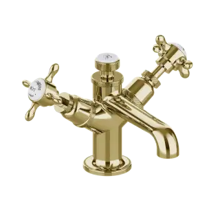 Burlington Guild Смеситель для раковины на 1 отверстие, излив 5h см, цвет: золото/белый глянец GU110DNG