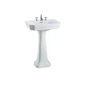 Burlington Раковина подвесная 56х47 см с переливом, 3 отверстия под смеситель, цвет: белый глянцевый B2 3TH