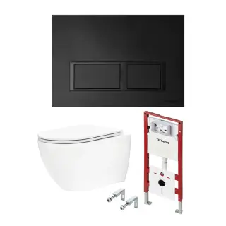 Tece Spring base Комплект: инсталляция, унитаз, кнопка прямоуг. черная матовая, цвет: белый глянец K401204WCR