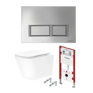 Tece Spring base Комплект: инсталляция, унитаз, кнопка прямоуг. хром, крепления, цвет: белый глянец K401201WCS