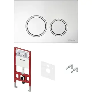 Tece Spring base Инсталляция для унитаза 4 в 1: круглая кнопка, крепеж и шумоиз., цвет: хром глянец S401101