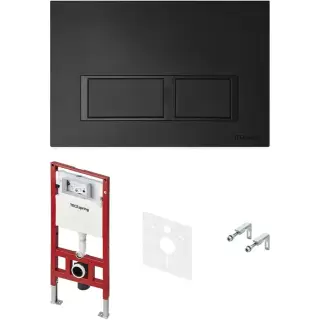 Tece Spring base Инсталляция для унитаза 4 в 1: прямоугольная кнопка, крепление, цвет: черный мат. S401204