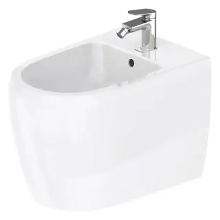 Duravit Qatego Биде напольное 39x60 см, с переливом хром, цвет: белый глянцевый 2263100000