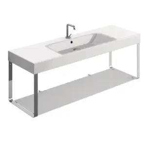 Kerasan Cento Консоль под раковину на 140 см, подвесная, со стеклянной полкой, цвет: Cromo 9128K1cr