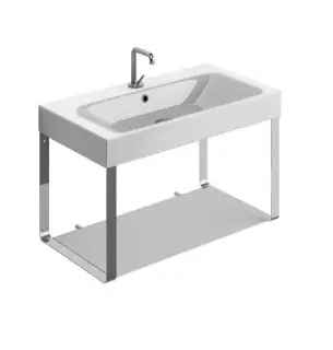 Kerasan Cento Консоль под раковину на 80 см подвесная, со стеклянной полкой, цвет: Cromo 9126K1cr