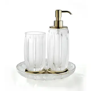 3SC Montblanc Комплект: стакан, дозатор, лоток, цвет: прозрачный хрусталь/золото 24к. Lucido