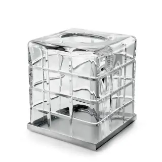 3SC Palace Контейнер для бумажных салфеток настольный 13хh15х13 см, цвет: прозрачный хрусталь/никель сатинированный черный матовый