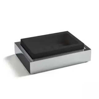 3SC SK 3.0 Мыльница настольная, композит Solid Surface, цвет: чёрный/хром