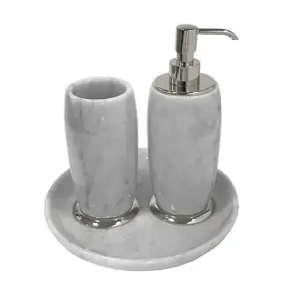 3SC Elegance Комплект: стакан, дозатор, лоток,  мрамор bianco carrara/, цвет: хром