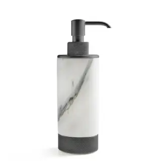 3SC Apuana 2.0 Дозатор настольный d6,5хh21 см, цвет: мрамор White Statuario/никель черный матовый