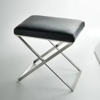 3SC Lino&Lone Стул с сиденьем из гладкой кожи 50хh50х36 см, цвет: черная кожа/никель сатинированный матовый