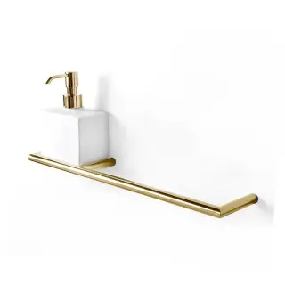 3SC Guy Полотенцедержатель и дозатор, 40см.,  слева, подвесной, композит Solid Surface, цвет: белый матовый/золото 24к. Lucido