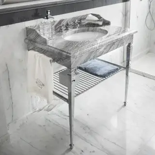 3SC Consolle Консоль Regale 95х60хh77см, с 1 раковиной, сифоном, полкой и полотенцедердателями, напольная, цвет: хром