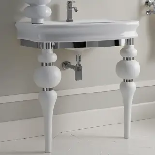 3SC Consolle Консоль Via Veneto 70х52хh96см, с раковиной LA11 и сифоном, напольная, цвет: белый матовый/хром