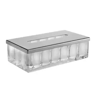 3SC Montblanc Контейнер для бумажных салфеток 23х12.5х7см., настольный, цвет: полупрозрачный хрусталь/хром