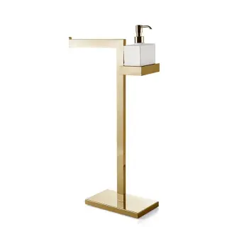 3SC SK Напольная стойка, 63см, с полотенцедержателем и дозатором для жидкого мыла, цвет: золото 24к. Lucido