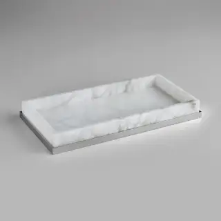 3SC Baster Round Лоток 25.5х2.5х13см., настольный, цвет: алебастр/хром