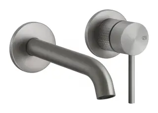 Смеситель для раковины Gessi 316, настенный, длинный излив, встраиваемый, цвет Steel Brushed