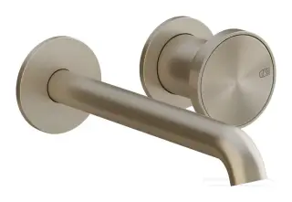 Смеситель для раковины Gessi Origini, настенный, со средним изливом, без донного клапана, цвет Finox Brushed Nickel