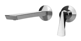 Смеситель для раковины Gessi Ventaglio, настенный, однорычажный, на 2 отверстия, излив 210 мм, встраиваемый, внешняя часть, цвет Chrome
