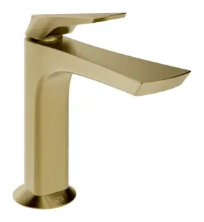 Cмеситель для раковины Gessi Ventaglio, h171 мм, с донным клапаном, соединительными шлангами, цвет Brushed Brass PVD