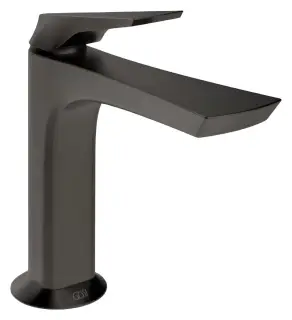 Смеситель для раковины Gessi Ventaglio, с донным клапаном и соединительными шлангами, L-176 мм, цвет чёрный металл шлифованный PVD