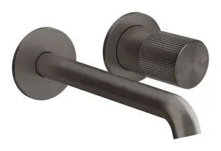 Смеситель для раковины Gessi Habito Rigato, встраиваемый, настенный, на 2 отверстия, внешняя часть, цвет Black Metal Brushed PVD