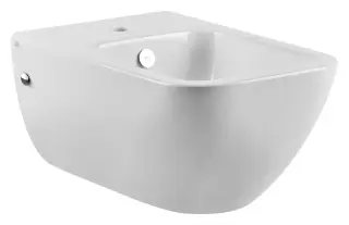 Биде Gessi, подвесное, с переливом White European Ceramic, хромированными пробками для перелива и боковых отверстий, цвет белый глянец