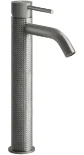 Cмеситель для раковины Gessi316, высокий, без донного клапана, с соединительными шлангами, цвет Steel Brushed