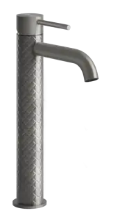 Смеситель для раковины Gessi316, высокий, c коротким изливом, без донного клапана, цвет Steel Brushed