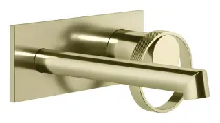 Смеситель для раковины Gessi Anello, встраиваемый, настенный, с коротким изливом, без донного клапана, внешняя часть, цвет Brass PVD