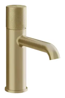 Смеситель для раковины Gessi Habito Diamantato, без донного клапана, с соединительными шлангами, цвет Brushed Brass PVD