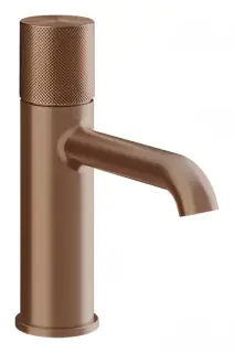 Смеситель для раковины Gessi Habito Diamantato, без донного клапана, с соединительными шлангами, цвет Copper Brushed PVD