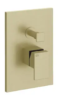 Смеситель для душа Gessi Rettangolo, встраиваемый, 140х74 мм, автоматический переключатель на 2 выхода, внешняя часть, цвет Brushed Brass PVD