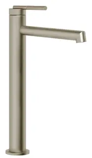 Смеситель для раковины Gessi Ingranaggio, высокий, длинный излив, без донного клапана, соединительные шланги, цвет Finox Brushed Nickel