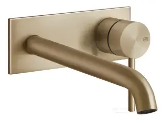 Смеситель для раковины Gessi316 Flessa с декоративной планкой, встраиваемый, с длинным изливом, внешняя часть, цвет Warm Bronze Brushed PVD