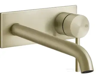 Смеситель для раковины Gessi316 Flessa, с декоративной планкой, встраиваемый, с длинным изливом, внешняя часть, цвет Brass Brushed PVD