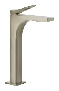 Смеситель для раковины Gessi Rilievo, высокий, с соединительными шлангами, без донного клапана, длина излива 199 мм, цвет Finox Brushed Nickel