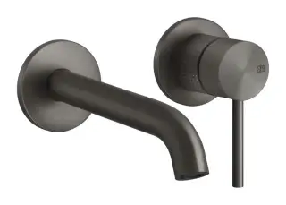 Смеситель для раковины Gessi316, настенный, со средним изливом, без донного клапана, внешние части, цвет Black Metal Brushed PVD