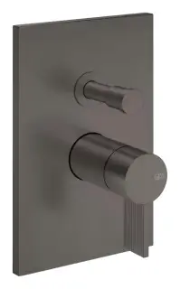 Смеситель для ванны/душа Gessi Inverso, настенный, на 2 выхода, с переключателем ванна/душ, внешняя часть, Н-220 мм, цвет чёрный металл шлифованный PVD