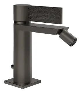 Смеситель для биде Gessi Inverso Diamantato, с донным клапаном и соединительными шлангами, цвет Black Metal Br. PVD