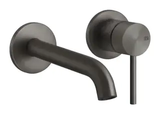 Смеситель для раковины Gessi316, встраиваемый, настенный, с длинным изливом, без донного клапана, внешние части, цвет Black Metal Brushed PVD