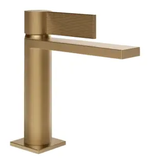 Смеситель для раковины Gessi Inverso, однорычажный, с донным клапаном и соединительными шлангами, Н-178 мм, цвет Warm Bronze Brushed PVD